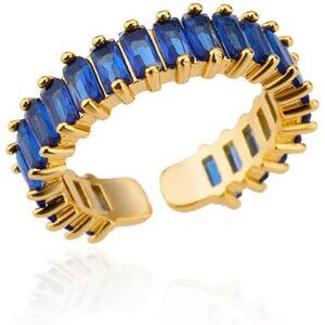 ✨Gyrmmue Women Blue CZLeaf Open Dainty Cubic Zircon Stacking Finger Ring Jewelry